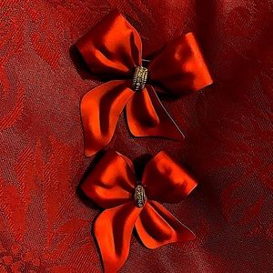 2 Red meta bows white rhinestones by Toma